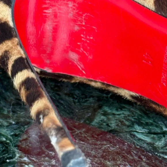 Christian Louboutin Pony Hair Leopard inside zipper HIGH Boots - Picture 6 of 11